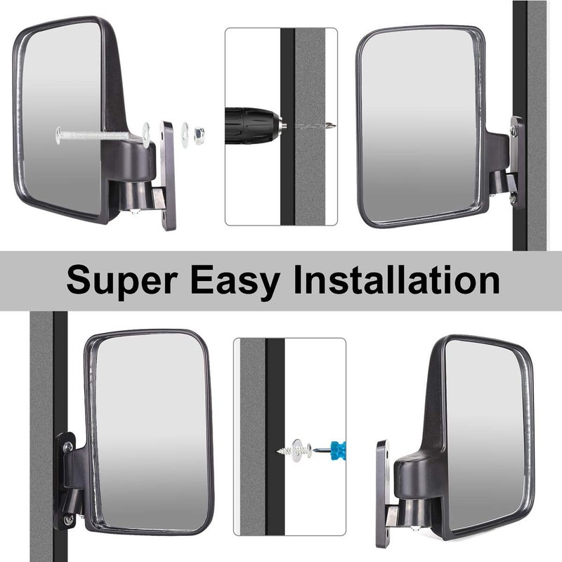 Universal Folding Golf Cart Side View Mirrors for EZGO, Club