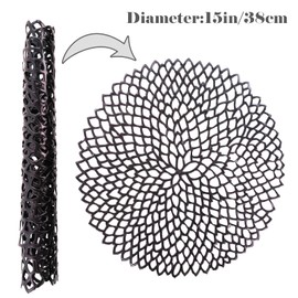 BRKURLEG Pressed Vinyl Metallic Hollow Placemats/Charger/Wedding Accent Centerpiece Round Placemats, Pressed Vinyl Placemat for Dining Table