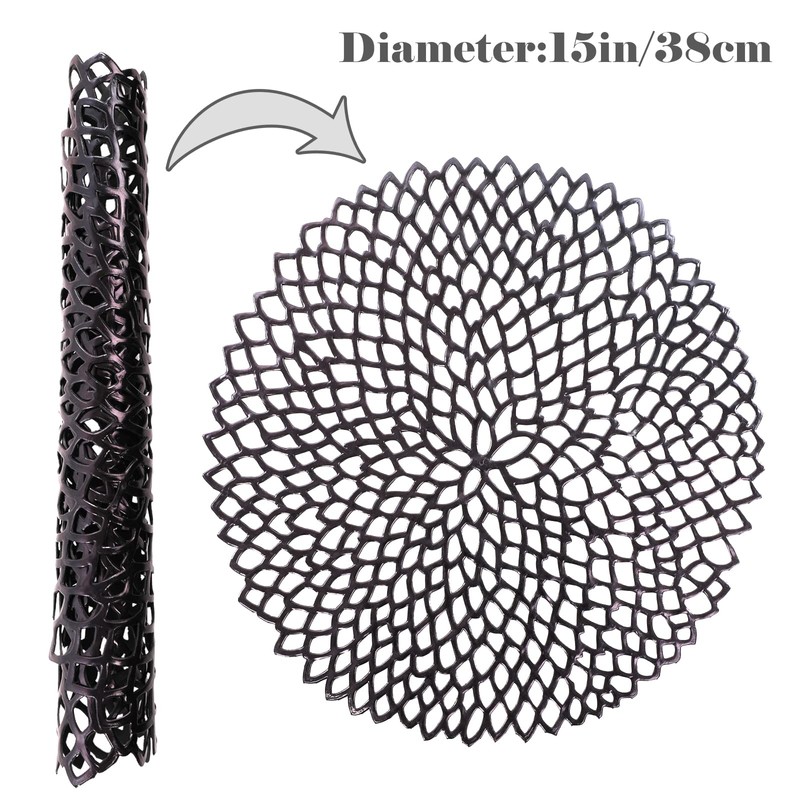 BRKURLEG Pressed Vinyl Metallic Hollow Placemats/Charger/Wedding Accent Centerpiece Round Placemats,