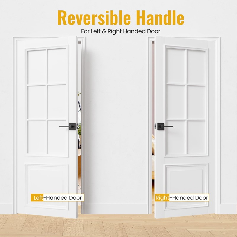 HOSOM Black Door Handle Interior, Privacy Door Levers for Bedroom