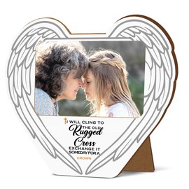 WDXDOWF Christian Gifts 4x6 Bible Verse Picture Frame Religious Gifts for Women Men Christians, I Will Cling to the Old Rugged Cross Photo Frame