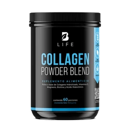 Colágeno Hidrolizado en polvo de 60 tomas. Ingredientes naturales: Biotina, Ácido Hialurónico, Magnesio y Vitamina C. Collagen Powder Blend B Life.