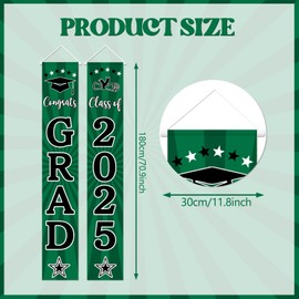Yochamc Class of 2025 Graduation Banner - Green, 72" x 12" - Congrats Grad & Class of 2025 Porch Sign - Indoor/Outdoor Graduation Decoration