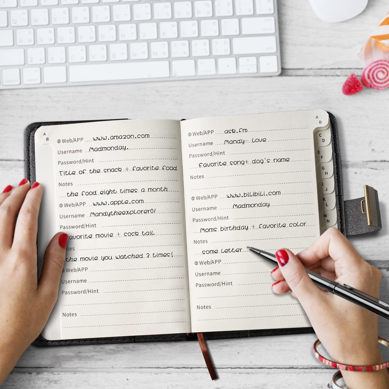 WEMATE Password Book with Lock, Password Book with Alphabetical Tabs