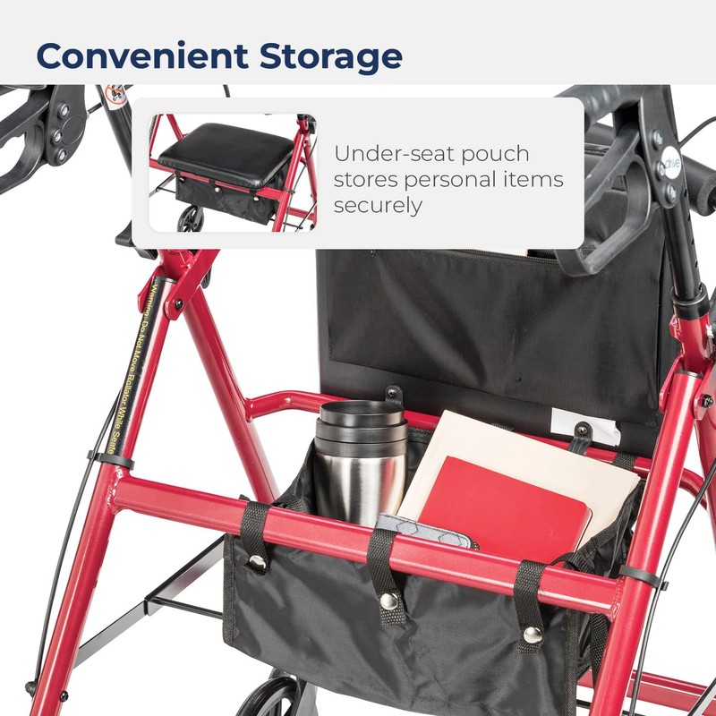 Drive Medical Aluminum Rollator Walker Fold Up and Removable Back