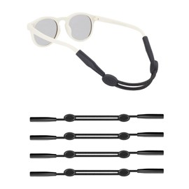 Omnful Infant Glasses Strap(6.5-10in)- Adjustable Eyeglasses Strap Sports Sunglasses Straps Glasses Holder for Kids Tollder, No Tail Eyewear Retainers for Girls and Boys 0-12 Years (4pcs Black)