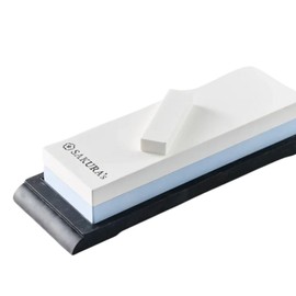 SAKURA's Whetstone Set, Made by Sakura Restaurant, Whetstone Set, For Beginners, Double-Sided 6000 #1000, Facing Face, Correction Whetstone with Rubber Base