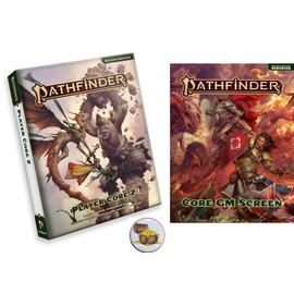 Pathfinder Remastered Second Edition Player Core 2 and Core GM Screen and a Treasure Chest Button