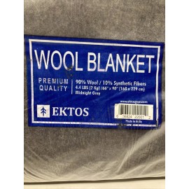 EKTOS WOOL BLANKET 90% WOOL 66”X 90” MIDNIGHT GREY SURVIVAL GEAR CAMPING