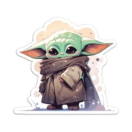SW Cute Standing Grogu Sticker Decal Notebook Car Laptop 5.5"x5.5" (Color)