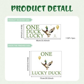 One Lucky Duck Decal，Mallard Duck Hunting 1st Birthday Party Decor Sticker, Gender Reveal Party Decorations, One Lucky Duck Baby boy/Girl baptisms Decor Decal.