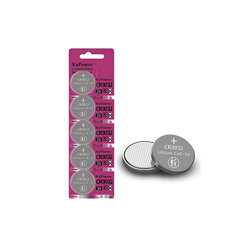 KaPonsec CR3032 3V Lithium Button Coin Cell Battery-5Packs
