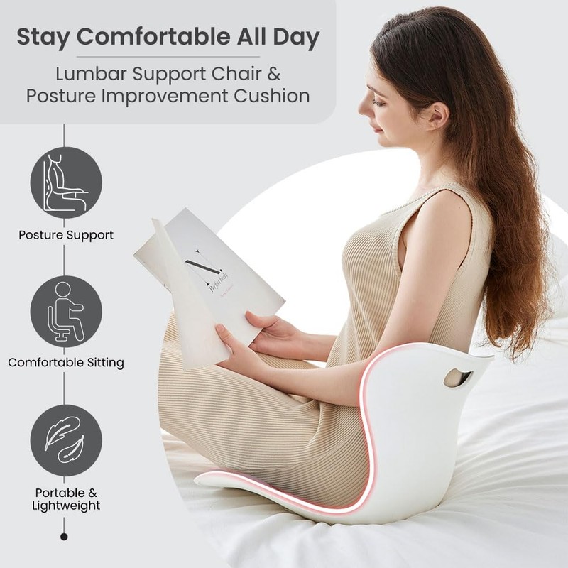 MayaFit Ergonomic Lumbar Support Cushion, Grey, 460mm x 440mm x