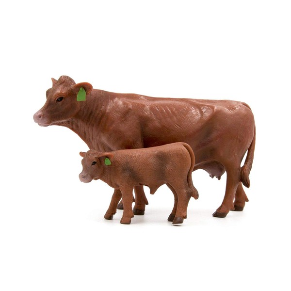 Red Angus Cow and Calf Toys -- Farm Animal Toys Set – Cattle Toys Bundle