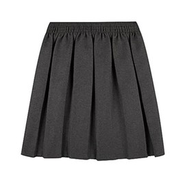 MOLLY MALOU Girls School Uniform Skirts Back to School Box Pleated Round Elasticated Skirts 2-16 Years (5-6 Years, Grey)