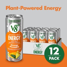 V8 +Energy Sparkling Orange Pineapple Juice Energy Drink, 11.5 fl oz Can (12 Pack)