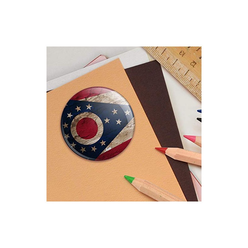 Rustic Distressed Ohio State Flag Puffy Bubble Dome Scrapbooking Crafting