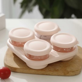 Kalar Baby Food Preservator Containers 4 Pcs Glassware... (Pink)