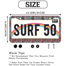 for Mandala Bohe License Plate Frame Beautiful License Plate Holder Alloy Mandala Bohe Car Accessories for Women with Screws 12.3" x 6.3" (for-BXMY)