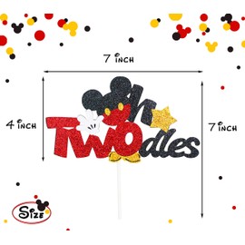 Decoración para tartas con purpurina, diseño de Mickey para cumpleaños, suministros para fiesta de cumpleaños