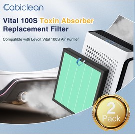 2 Pack Vital 100S Toxin Absorber Replacement Filter for LEVOIT Vital 100S Air Purifier, 3-in-1 H13 Ture HEPA and High-Efficiency Activated Carbon Filters for Vital 100S-P, Vital 100S-RF-TX, Green