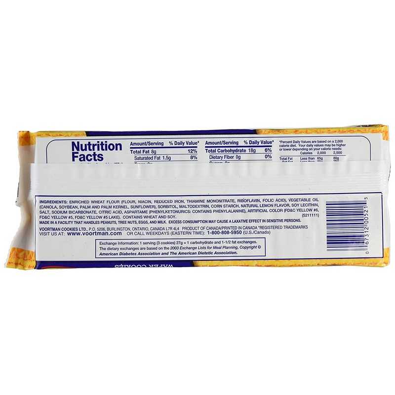 Voortman, Sugar Free, Lemon Wafers, 9oz Bag (Pack of 4)