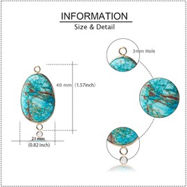 4 Pieces Natural Oval Imperial Jasper Stone Connectors,Gemstone Links Charms for Jewelry Making Necklace Bracelet Earring