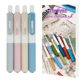 Tinsync Mini Pocket Pen 0.5mm Fine Point, Compact EDC Gel Pen for Nurses and Journaling, Quick-Dry Smooth Writing Disposable Pens, Small & Cute Design (4 Pack, Gray & Pink & Beige & Blue)