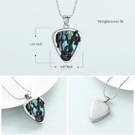 Imrsanl Cremation Jewelry for Ashes Pendant Stainless Steel Music Guitar Pick Cremation Keepsake Memorial Urn Necklace for Women Men (Abalone Shell-Guitar Pick)