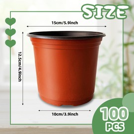 Baaxxango Baaxxango 100 Pcs Plant Nursery Pots,6 Inch Thicker Plastic Seedling Pots with Holes,Seed Starting Pot Flower Plant Container for Succulents,Seedlings,Cuttings,Transplanting