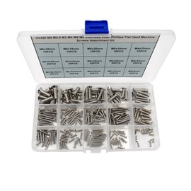 HVAZI M2 M2.5 M3 M4 M5 M6 Stainless Steel Phillips Flat Head Machine Screws Assortment Kit