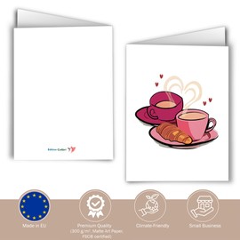 Edition Colibri Valentine's Day Card for Him and Her, A6, Folding Card with Envelope, Love Card, Anniversary, Anniversary Card, Valentine's Day Card, Heart Man (Coffee & Croissant Bliss)