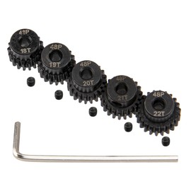 5Pack Steel 48P 3.175mm Pinion Gear Sets 18T 19T 20T 21T 22T fit 3.175mm (1/8-Inch) Shaft Compatible with Arrma HPI Kyosho Losi Axial Traxxas Tamiya Associated 1/10 RC Car