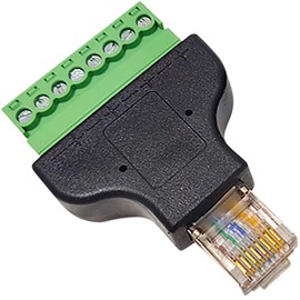 Tunghey 2Pack RJ45 Screw Terminal Adapter, RJ45 Breakout Board / 8p8c Male to 8 Pin AV Terminal Screw Adapter Converter Block Plug for CCTV, Cat5, Cat6