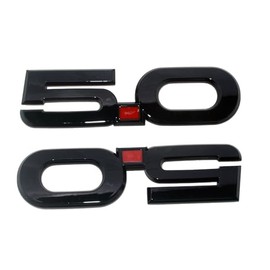 2Pc 2015-2020 5.0 Liter Engine Emblem Driver & Passenger Side 3D Badge Nameplate Sticker Replacement for FR3Z-16098-AA (Gloss Black Red)