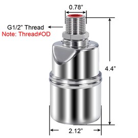 BesNPT 1/2'' Float Valve 304 Stainless Steel Automatic Water Level Control Valve for Water Tank Pool Water Tank Livestock Troughs