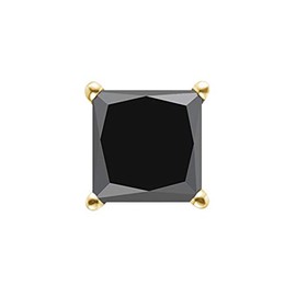 0.22-0.31 Cts AA Princess Black Diamond Men's Single Stud Earring - 14KY Gold