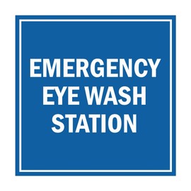 Signs ByLITA Square Emergency Eye Wash Station Sign with Adhesive Tape, Mounts On Any Surface, Weather Resistant, Indoor/Outdoor Use (Blue) - Small