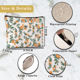GREOXG Orange Print Makeup Bag, Small Travel Cosmetic Bag with Zipper, Cute Makeup Pouch Gift Ideas for Women Teen Girls Friends Mom Sisters Teacher Birthday Christmas Wedding Graduation-E31