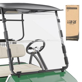 10L0L Golf Cart Windshield for Club Car DS 1982-2000.05 | 4mm Thick Clear Polycarbonate Foldable Shield with Anti-UV Protection & Military-Grade Impact Resistance