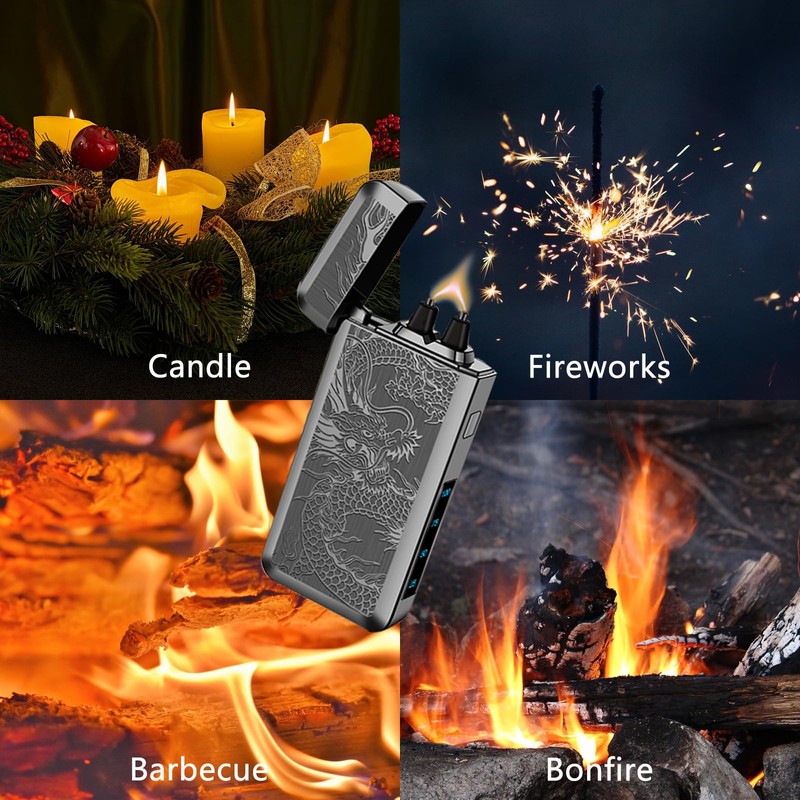 TIKIUKI Electric Rechargeable Big Flame Arc Type-C Plasma Lighter Windproof