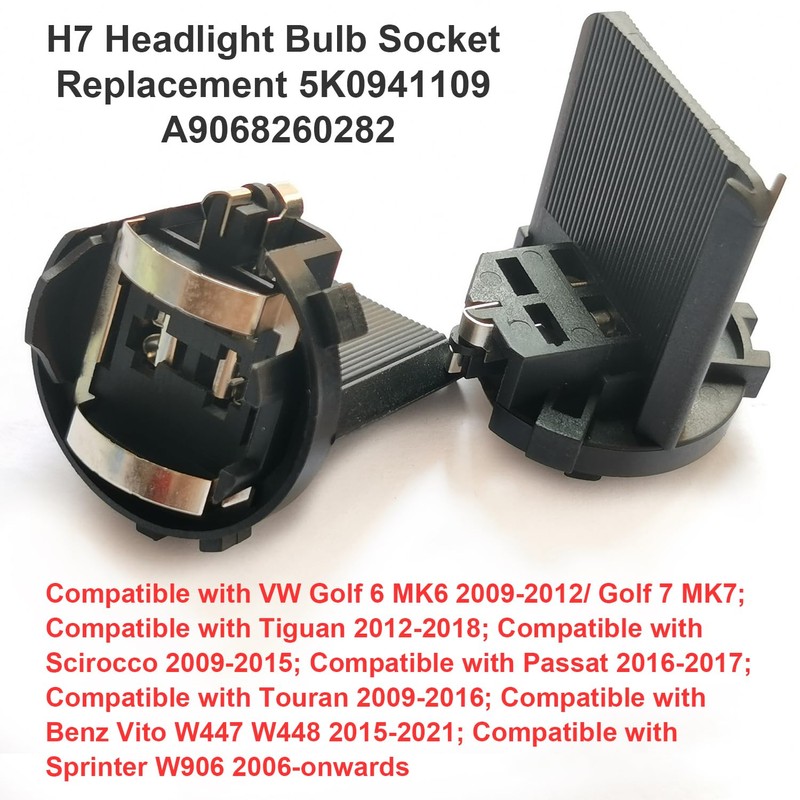 Paifeancodill 2Pcs H7 Headlight Bulb Socket Replacement 5K0941109 A9068260282 Compatible