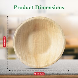 Little Cherry Pack Palm Leaf Bowls | Eco-Friendly Disposable Bowls Perfect for Parties, BBQ & Catering | Single Serving Dishes, Mini Bowls, Dessert Bowls (Soup Bowl - 6.5 Inch, 25, Count)