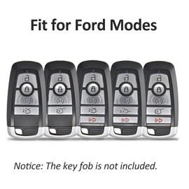 IUIU Key Fob Cover Gun Metal and PU Leather, Fob Protector Case Compatible with Ford Explorer Bronco Escape Edge Expedition Mustang F150 Maverick Mustang, Key Accessories for Men