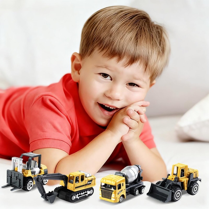 VorPrillynt Camion di Costruzione Set, 6 Pezzi Mini Camion Giocattolo