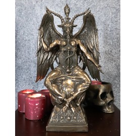 MystiKraft 15" Height Large Baphomet On Globe Statue Sabbatic Goat Figurine
