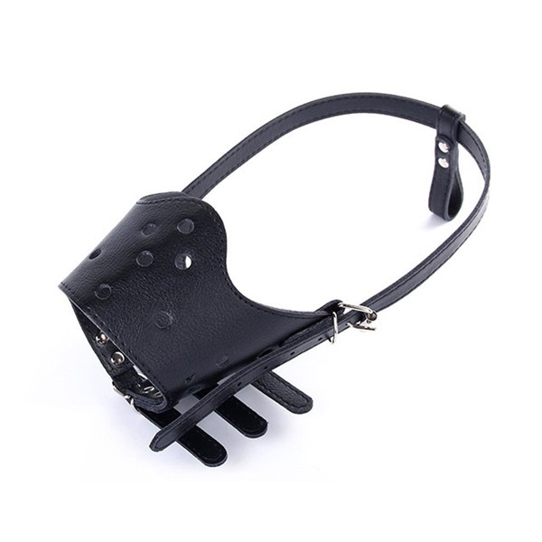 PETCUTE Leather Dog Muzzle Anti-Biting Leather Dog Muzzle for Large