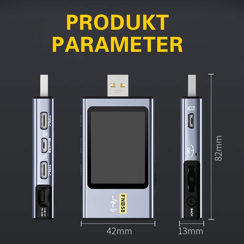 ARCELI FNB58 USB Tester, Digital Voltmeter, Ammeter, Capacitance and Ripple