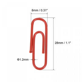 sourcing map Paper Clips Small Size 1.1 Inch Vinyl Coated to Prevent Tearing Pages with Box for Organize Office Home Red Count 200