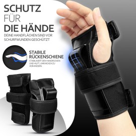 LeapBeast Inliner Schoner Erwachsene und Jugendlich,für Inliner, Skateboard, 6 in 1 Schutzausrüstung zum Inliner Skaten, mit Knieschoner,Ellenbogenschützer & Handschoner (Schwarz, L)